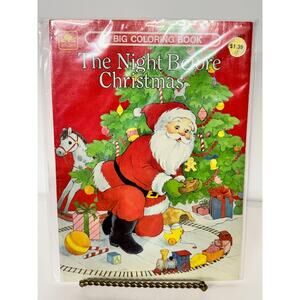 Vtg 1986 Golden Book The Night Before Christmas Coloring Book Santa NEW